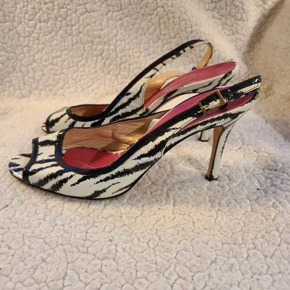 Kate Spade zebra print open-toe slingback heels - Picture 4 of 10